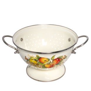 STP GOODS Apples Enameled Colander / Strainer Traditional Country Style Enamelware