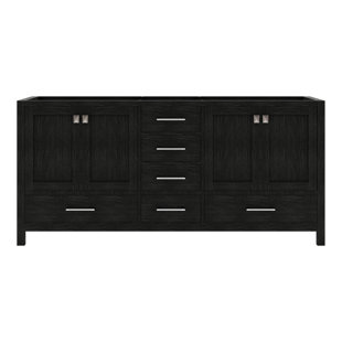 VIRTU USA Caroline 72" Double Bathroom Vanity Base only in Dark Brown/Silver