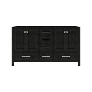 VIRTU USA Caroline 60" Double Bathroom Vanity Base only in Zebra Gray