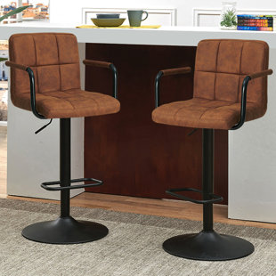 LATITUDE RUN® Amjed Swivel Adjustable Height Bar Stool (Set of 2)