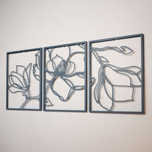 ARTEPERA Metal Floral Wall Decor Set - 3 Piece Wall Art