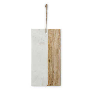 EVERLASTING GLOW 14 Inch Mango Wood And White Marble Cutting Board
