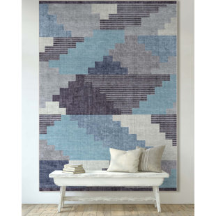 Well Woven Apollo Portsmouth Southwestern Pattern Blue Flat-Weave Rug