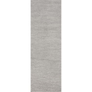 DAKOTA FIELDS Handmade Solid Wool Area Rug for Living Room Bedroom Dining Room, Light Grey/Ivory