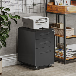 INBOX ZERO 15.7" Wide 3 -Drawer Mobile Steel Vertical Filing Cabinet