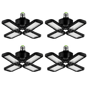 LOHASLED 80-Watt Deformable LED Adjustable Black Garage Light, 4-Leaf (Set of 4)