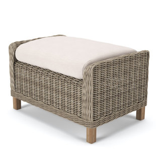 KELLY CLARKSON HOME Brayden Wicker Outdoor Ottoman with Sunbrella® Cushion