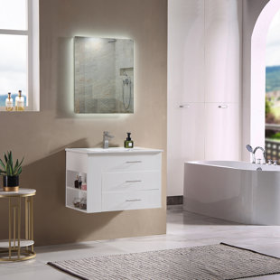 WADE LOGAN® Aurilla 30'' Wall Mounted Single Bathroom Vanity with Ceramic Top