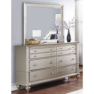 ROSDORF PARK 6 Drawer 63" W Double Dresser with Mirror