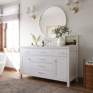 ARIEL BATH Bristol 61'' Single Bathroom Vanity with White Quartz Top