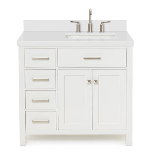 ARIEL BATH Bristol 37'' Single Bathroom Vanity with White Quartz Top