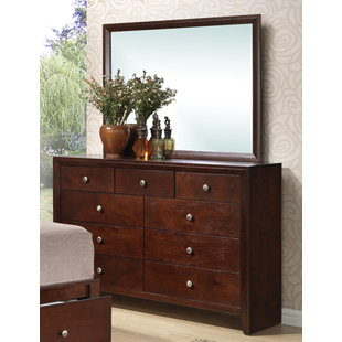 F&L HOMES STUDIO 9 Drawer 55" W Double Dresser with Mirror