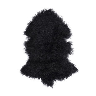 TROPHY ROOM STUFF Handmade Sheepskin Black Rug