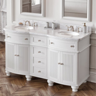 JEFFREY ALEXANDER 61'' Free Standing Double Bathroom Vanity with Porcelain Top