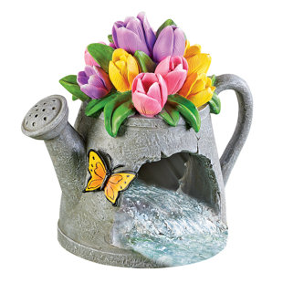 AUGUST GROVE® Aneida Spring Watering Can Downspout Cover Garden Statue