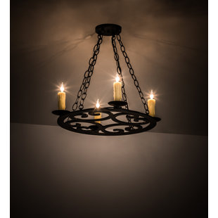 2ND AVE LIGHTING Ashley 4 - Light Dimmable Wagon Wheel Chandelier