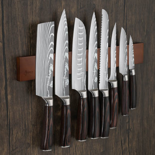 SENKEN KNIVES Acacia Wood Magnetic Knife Strip - Wall Mounted Magnetic Holder For Knife Set - Extra Large 15.75" Length Knife Rack, Includes Adhesive Tape To Install On Tile