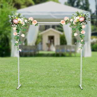 FUNTEN 6.6ft Square Modern Metal Arch Wedding DIY Background Bracket Decoration (White)