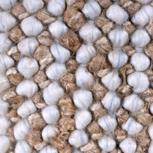 Noori Polka Dots Handmade Flatweave Handmade Brown Chunky Jute & Ivory/Blue Wool Rug By Tufty Home