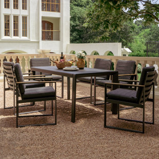 LEBENLIEBE Rectangular 6 - Person 60.8" L Outdoor Dining Set with Cushions