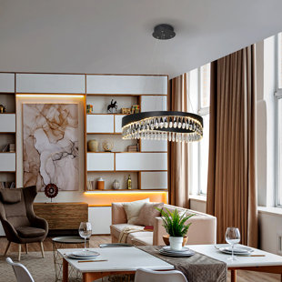 CANORA GREY Ailun 1-Light Crystal LED Chandelier