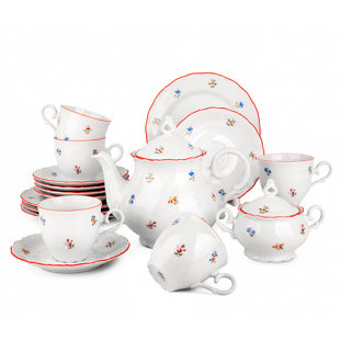 THUN 1794 A.S. Waltz Bohemian Porcelain Tea Set For 6 People