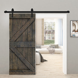 ISLIFE 84'' Solid Wood Paneled Painted without Installation Hardware Kit Barn Door