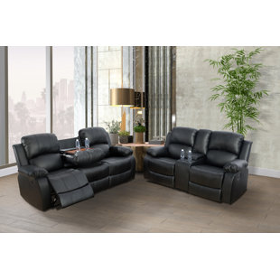 AINE HOME 2 Piece Faux Leather Reclining Living Room Set