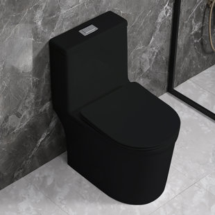 YINGZE Black Compact One Piece Toilet With Standard Height Dual Flush for Small Bathroom