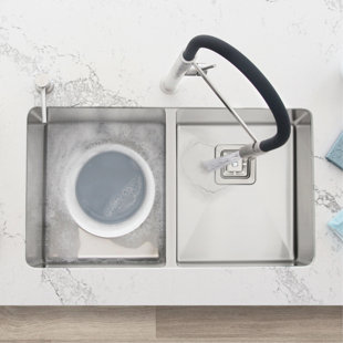 AZUNI Dual Mount 32 inch Stainless Steel Double Bowl Kitchen Sink