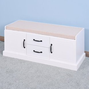 HOKKU DESIGNS Zenas Wooden Shoe Cabinet: 2 Drawers, 2 Doors, Entryway Storage