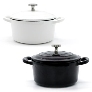 RJ LEGEND 0.25 Quarts Non-Stick Enameled Cast Iron Round Dutch Oven Set