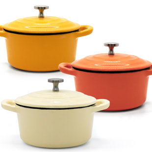 RJ LEGEND 0.25 Quarts Non-Stick Enameled Cast Iron Round Dutch Oven Set