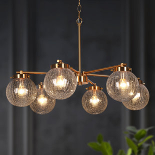 BEACHCREST HOME™ Beesley 6 - Light Dimmable Wagon Wheel Chandelier