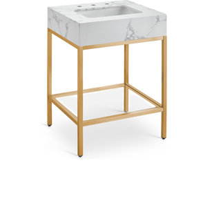 EVERLY QUINN Kirshbaum 24'' Single Bathroom Vanity with Engineered Marble Top