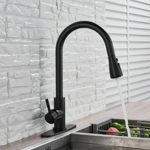 ALENARTWATER Matte Black Kitchen Faucets with Soap Dispenser, Kitchen Faucet with Pull Down Sprayer, Commercial Stainless Steel Kitchen Sink Faucet, High Arc Single Hole Faucets for Kitchen Sink RV Bar Farmhouse