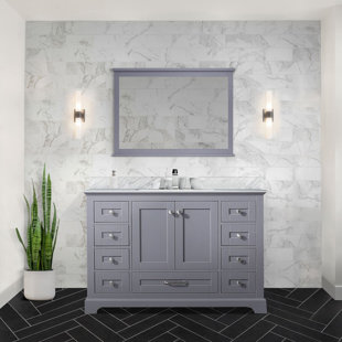 LEXORA Dukes 48'' Single Bathroom Vanity with Carrara Marble Top
