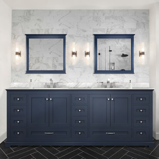 LEXORA Dukes 84" Navy Blue Vanity Cabinet Only