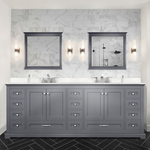 LEXORA Dukes 84'' Double Bathroom Vanity with Cultured Marble Top