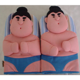 SBAI SBAI Novelty Pair Sumo Wrestlers Oven Gloves 100% Cotton Mitt Padded