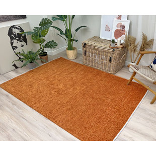 HOKKU DESIGNS Alfa Rich Aron Orange Area Rugs for Living Room Bedroom Kitchen Decor Cotton Washable Pet Friendly