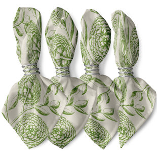 AUGUST GROVE® Pilla Antique Flowers Print 4 Piece Napkin Set (Set of 4)