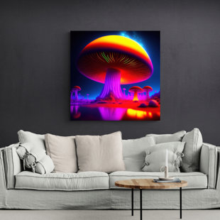 ATX ART GROUP LLC Unreal Neon Mushrooms Four by Stephen Chambers - Wrapped Canvas Graphic Art