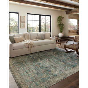 Magnolia Home By Joanna Gaines X Loloi Banks Machine Washable Ocean / Spice Area Rug