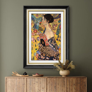 SIGNLEADER Lady With Fan Framed On Canvas by Gustav Klimt Print
