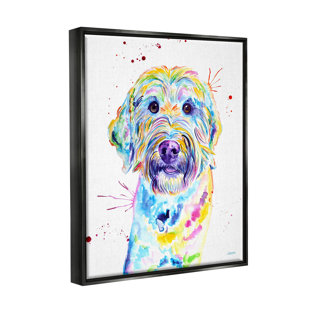 STUPELL INDUSTRIES " Vivid Goldendoodle Dog Pet " by Jen Seeley Painting Print