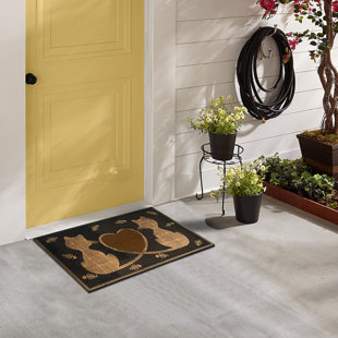A1 HOME COLLECTIONS LLC Twin Heart Cat 30 in. x 18 in. Non-Slip Outdoor Door Mat