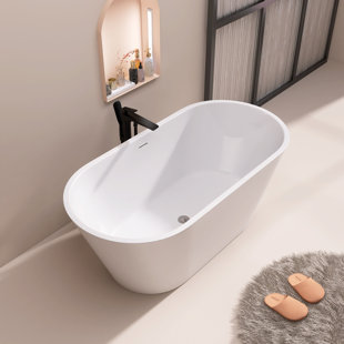 SMARTLET 63'' x 30'' Freestanding Soaking Acrylic Bathtub