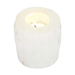 NORTHLANDZ Selenite Crystal Candle Holder, Hand Crafted Morocco Tealight Candlestick Holder