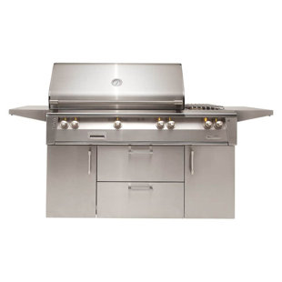 Alfresco 3 - Burner Countertop Liquid Propane Gas Grill with Side Burner and Cabinet